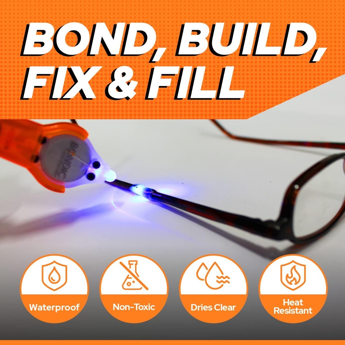 Bondic Go UV Glue Kit with Light, Super Glue, Liquid Plastic Welding Kit, (3ml) Adhesive Epoxy UV Glue, Bonds & Cures Instantly, Non-Toxic UV Resin