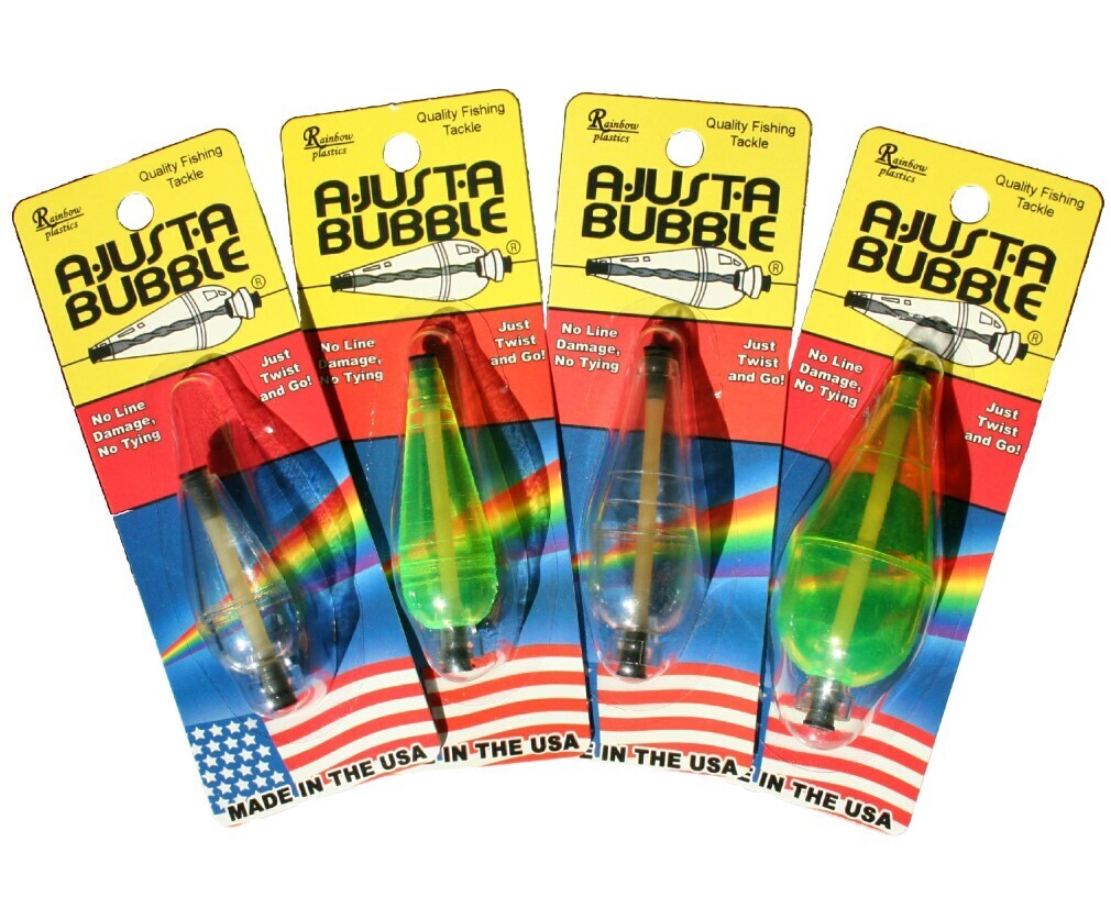 Green 1/4 oz A-Just-A Bubble Fishing Float - No Tying Needed - Made In USA