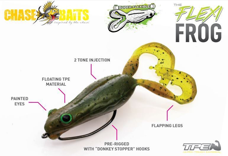 4 Pack of 40mm Chasebaits Flexi Frog Soft Bait Fishing Lures - Pearl White