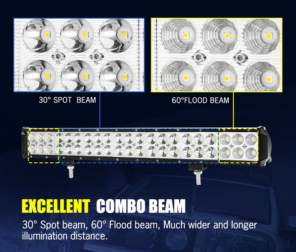 LIGHTFOX 20Inch LED Light Bar Spot Flood Work Driving Light + 23'' Number Plate Frame