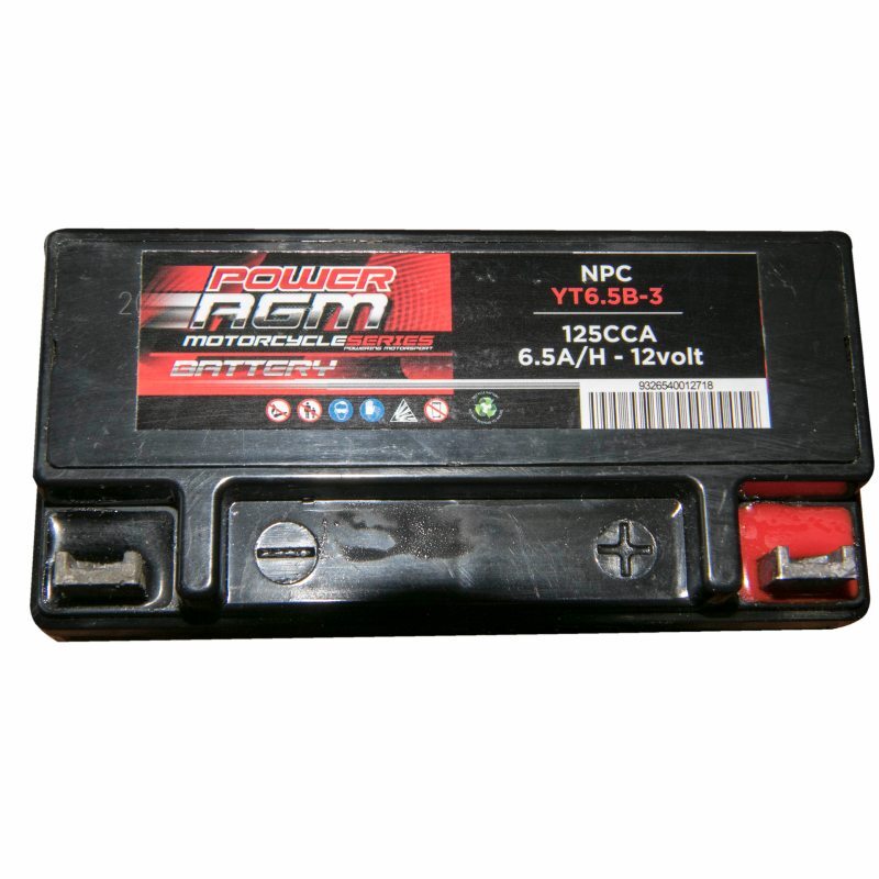 Power AGM 12V 6.5AH 125CCAs Motorcycle Battery