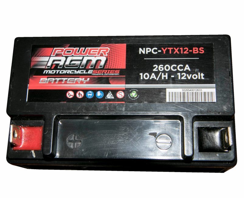 Power AGM 12V 10AH 240CCAs Motorcycle Battery