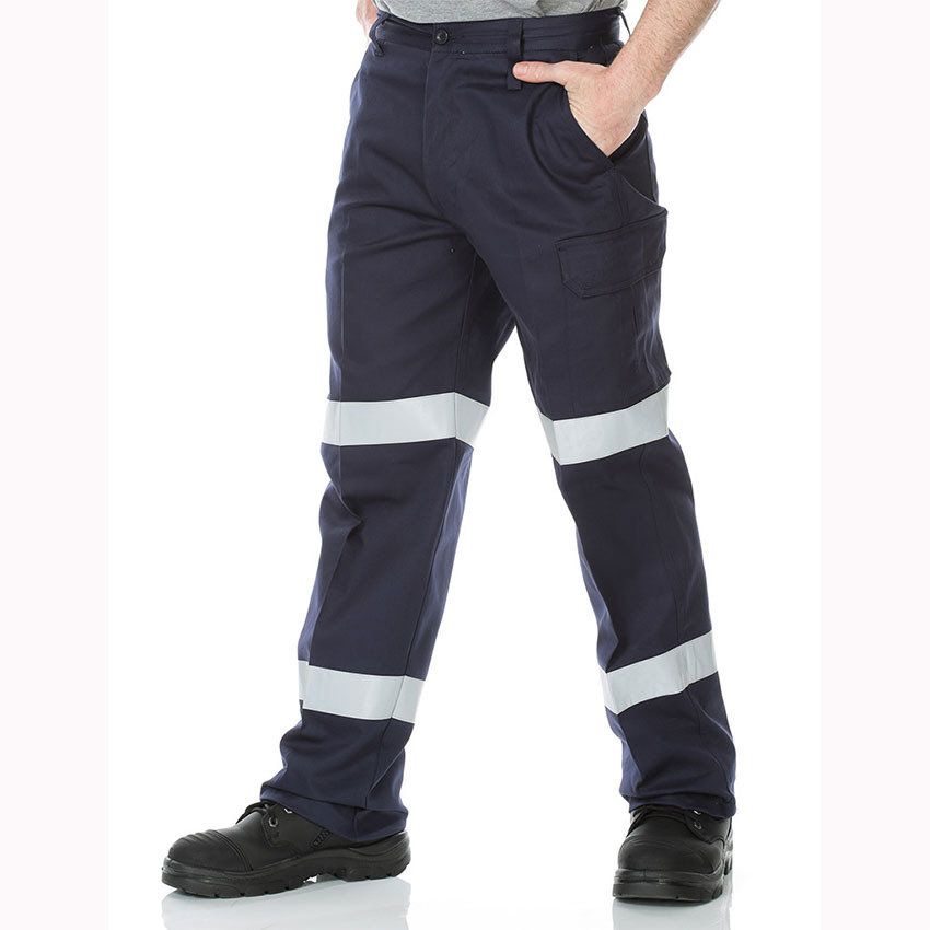 WORKIT Lightweight Cotton Drill Biomotion Taped Cargo Pants Navy 107ST