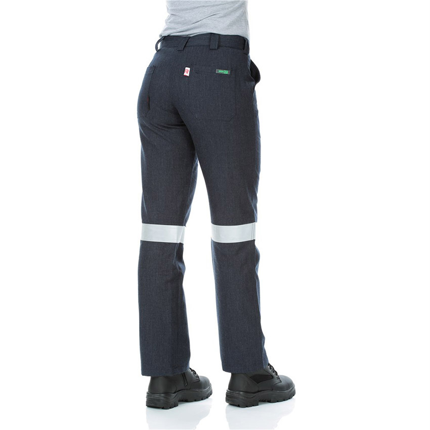 WORKIT Fire Resistant RIPSTOP  Womens FR Inherent 215gsm Taped Work Pants Navy 12