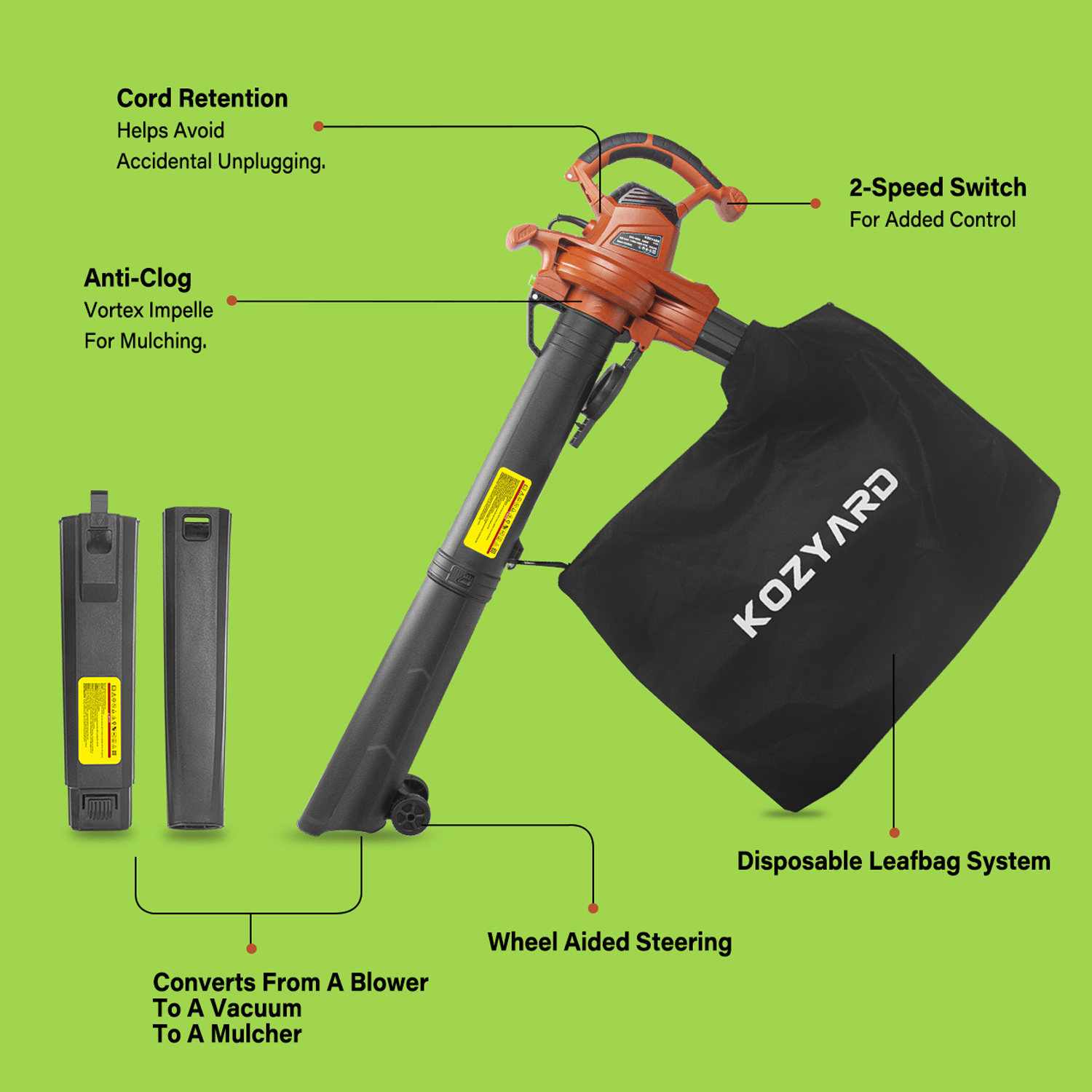 3000W 3-in-1 Electric Backpack Blower Vacuum