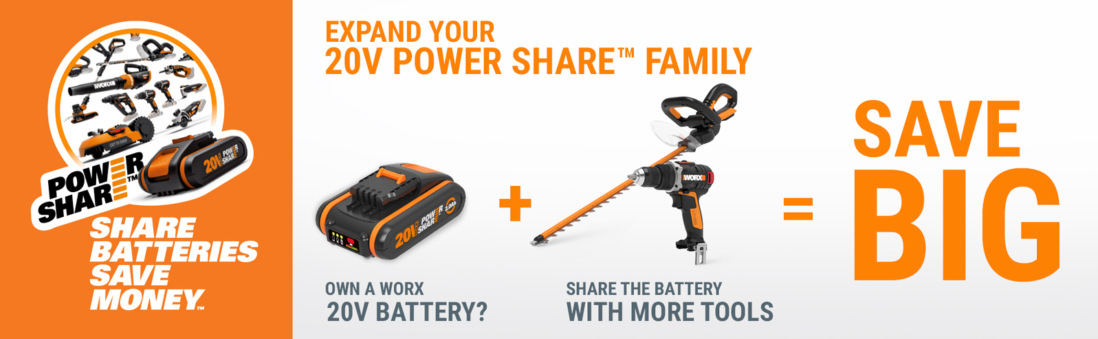 WORX 20V Cordless 10mm Drill Driver Skin w/ POWERSHARE Battery & Charger - WX100