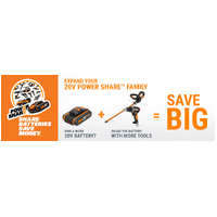 WORX 20V Cordless Pole Hedge Trimmer w/ POWERSHARE 2Ah Battery & Charger - WG252E.B