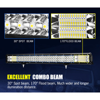 LIGHTFOX 28inch LED Light Bar Tri Row Flood Spot Combo Offroad Driving Lamp 4WD