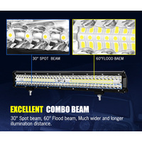 LIGHTFOX 20inch LED Light Bar Tri Row Spot Flood Combo Offroad Work Driving 4WD Truck