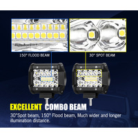 LIGHTFOX 8x 4inch LED Work Light Bar Spot Flood Work Fog Lamp Reverse Offroad 4WD