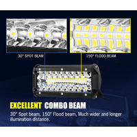 LIGHTFOX 2x 7inch LED Light Bar Spot Flood Combo Work Driving Lights OffRoad 4WD 6"