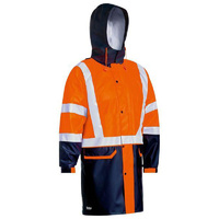 Taped Hi Vis Stretch PU Rain Coat Orange/Navy Size XS