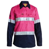 Women's Taped Hi Vis Cool Lightweight Drill Shirt Orange/Navy Size 8