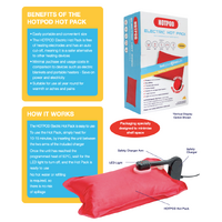 HOTPOD Electric Hot Pack Water Bottle Reheat-able Pillow Pad Sleep Aid - Safety Approved
