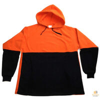 HI VIS POLAR FLEECE HOODIE Jumper Safety Workwear Fleecy Jacket Unisex - Orange - L
