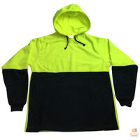 HI VIS POLAR FLEECE HOODIE Jumper Safety Workwear Fleecy Jacket Unisex - Yellow - XXL