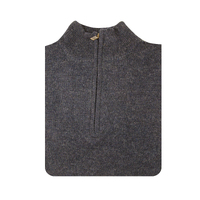 100% SHETLAND WOOL Half Zip Up Knit JUMPER Pullover Mens Sweater Knitted - Denim Blue (45) - 4XL