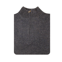 100% SHETLAND WOOL Half Zip Up Knit JUMPER Pullover Mens Sweater Knitted - Denim Blue (45) - M