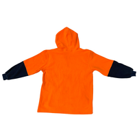 Full Zip Hi Vis Polar Fleece Hoodie Jumper Safety Workwear Fleecy Jacket Unisex - Orange/Navy - M