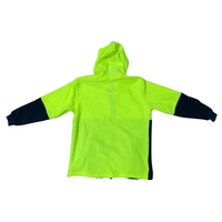 Full Zip Hi Vis Polar Fleece Hoodie Jumper Safety Workwear Fleecy Jacket Unisex - Yellow/Navy - XL