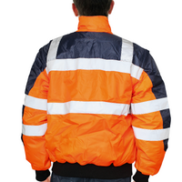 3-in-1 Hi Vis Quilted Safety Bomber Jacket Waterproof Reflective Workwear - Orange/Navy - S