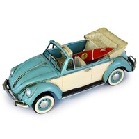 Volkswagen Beetle with Surfboard Ornament Blue 34cm
