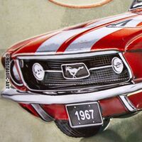 Nostalgic-Art Large Sign Ford Mustang - Red 1967 GT