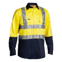 Taped Hi Vis Drill Shirt Orange/Navy Size S