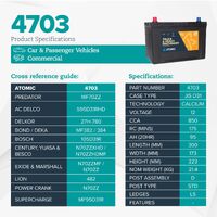 Atomic 12V 95Ah CCA850 SUV Truck and Heavy Machinery Battery 4703