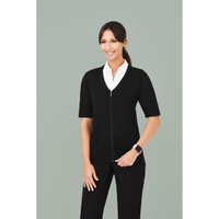 Womens Zip Front Short Sleeve Knit Size 4XL Colour Black