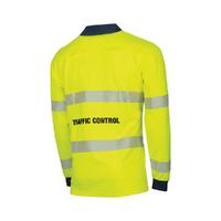 TRu Workwear Poly Cotton Traffic Control L/S Hi-Vis Segmented Reflective Tape Polo Shirt CS1865T9-YEL-DM