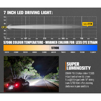 LIGHTFOX 7inch LED Driving Lights Round Spotlights Offroad Truck Headlights