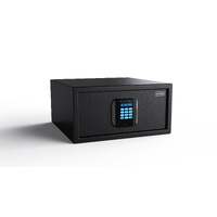 Black hotel safe box with spring loaded door