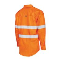TRu Workwear Ripstop L/S Vented Hi-Vis Cotton Shirt With Reflective Tape DS1169T1-ORA-DM