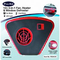 ProKit 3 In 1 Heater Fan Window Defroster With Led Torch