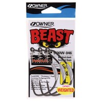 3 Pack of Size 4/0 Owner 5130W Beast 1/8oz Weighted Hooks with