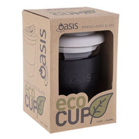 2PK Oasis 340ml Borosilicate Glass Eco Travel Drink Cup - Black