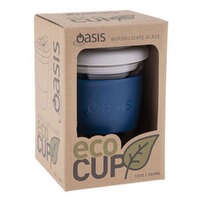 2PK Oasis 340ml Borosilicate Glass Eco Travel Drink Cup - Navy