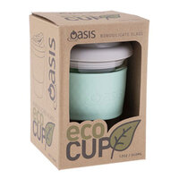 2PK Oasis 340ml Borosilicate Glass Eco Travel Drink Cup - Spearmint