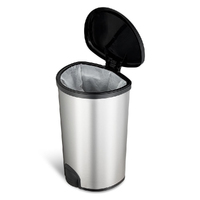 White Magic 50L Smart Bin Toe Tap Rubbish Trash Can - Silver