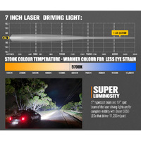 Lightfox 7" Osram Laser LED Driving Lights Black Round Offroad Truck SUV 4x4