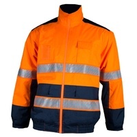 KM Workwear Taped Bomber Jacket Small Orange/Navy