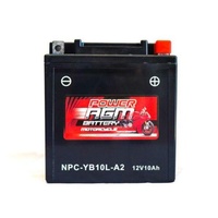 Power AGM 12V 10AH 195CCAs Motorcycle Battery