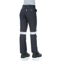 WORKIT Fire Resistant RIPSTOP  Womens FR Inherent 215gsm Taped Work Pants Navy 12
