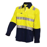 WORKIT Hi-Vis Lightweight Long Sleeve Broken Brace Taped Shirt Orange/Navy 5XL
