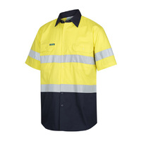 WORKIT Hi-Vis Lightweight Short Sleeve Taped Shirt Orange/Navy 2XL