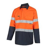 WORKIT Fire Resistant PPE1 FR Inherent Closed Front NENS09 155gsm Lightweight Taped Shirt Orange/Navy 2XL