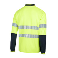 WORKIT Long Sleeve Poly Cotton Taped Polo Shirt - Two Tone Orange/Navy 2XL