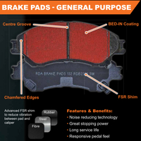 Front Brake pads for LDV G10 2.0L RWD SV7A, SV7C 6/2015-Onwards Type 2 Check Outline