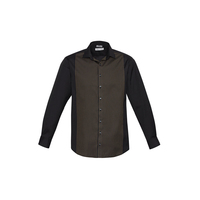 Mens Reno Panel Long Sleeve Shirt Black/Teal Blue XSmall